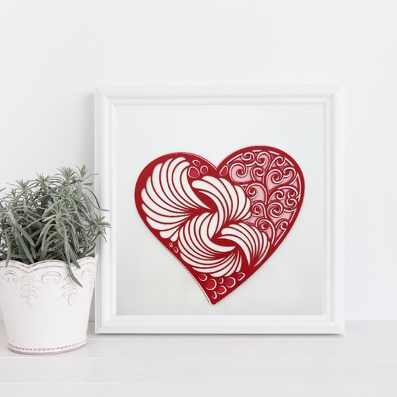3D Layered Mandala Red heart Home Décor - Picture 1 of 2